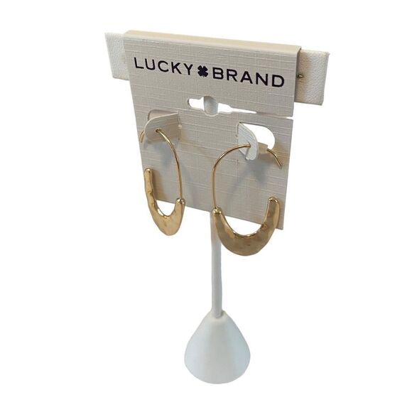 Hammered Gold Tone Modern Threader Earrings. - Picture 3 of 6